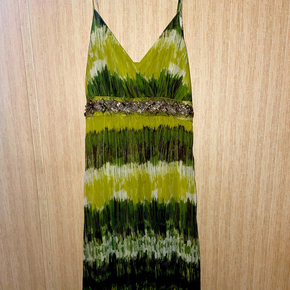 Floor length Green Dress with beadwork